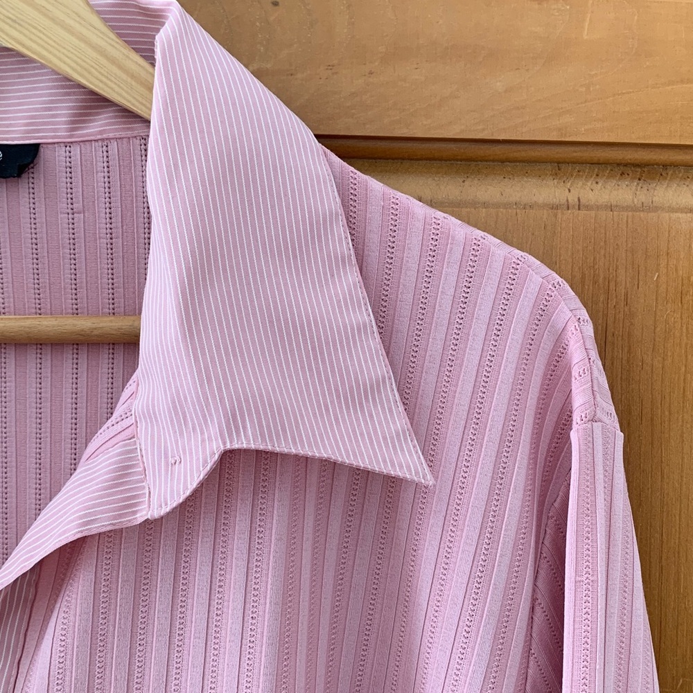 Pink Striped Button-Up Shirt 2X - Picture 2 of 9